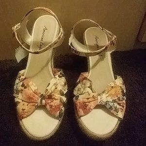 Floral Print Wedges